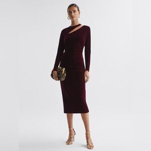 Reiss Burgundy Midi Dress